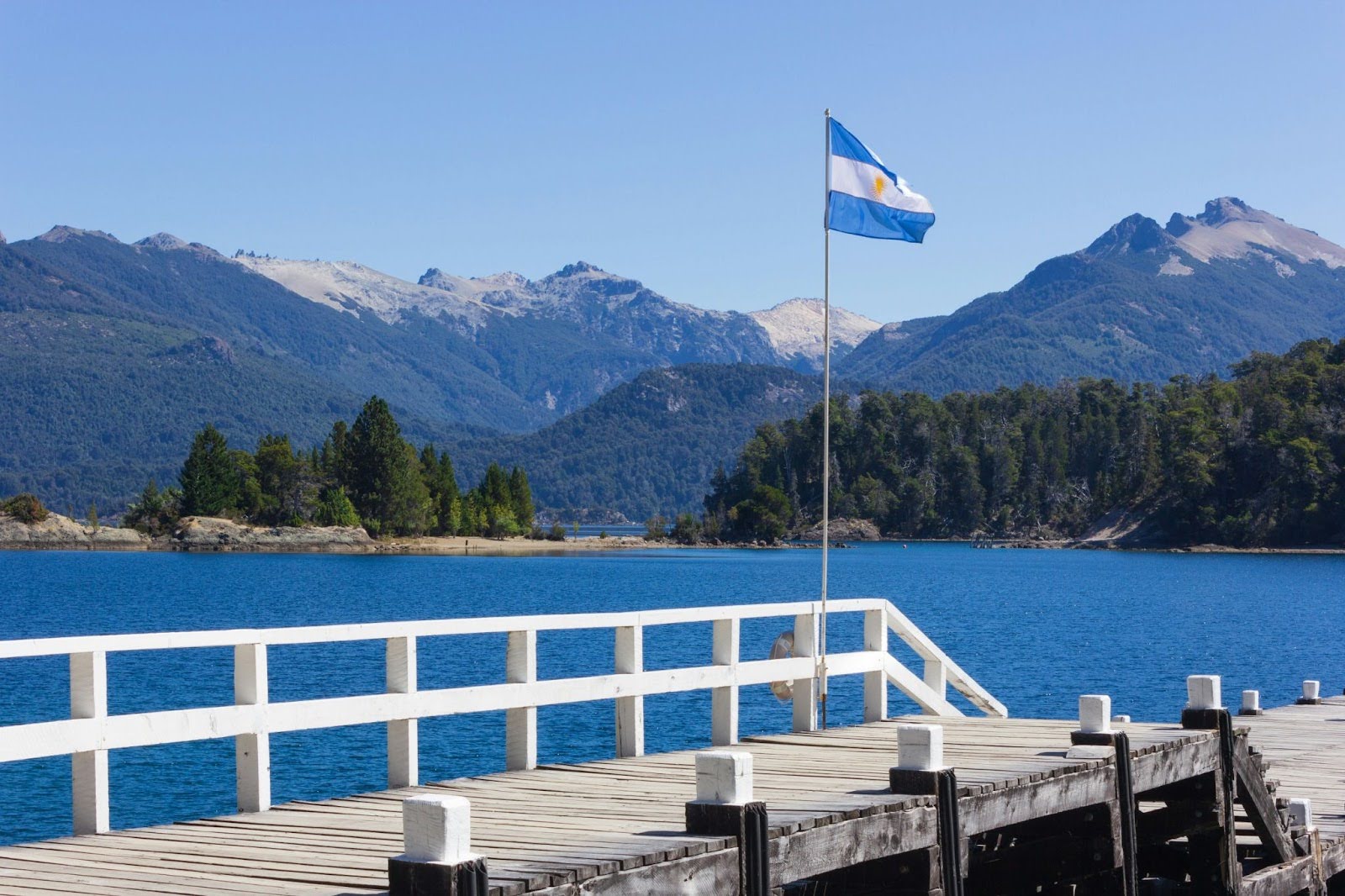 Argentina flag on a pier