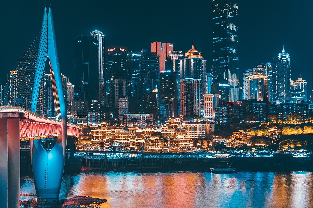 Different Chinese city at night